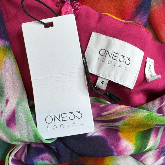 NWT One33 Social Printed Flounce Hem Dress Size 4 - Picture 11 of 14